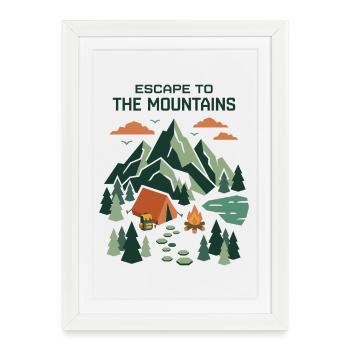 Randonnée - Aventure en plein air - Évasion à la montagne - Affiche encadrée (27 × 37 cm) - blanc - Devant
