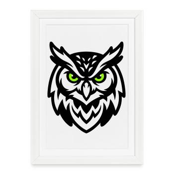 Owl Mascot E Sport Logo - Framed poster (27 × 37 cm) - white - Front