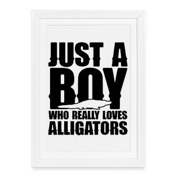 Just A Boy Who Really Loves Alligators - Framed poster (27 × 37 cm) - white - Front