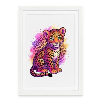 90s Inspired Tiger Shirt Birthday Leopard Shirt - Affiche encadrée (27 × 37 cm) - blanc - Devant
