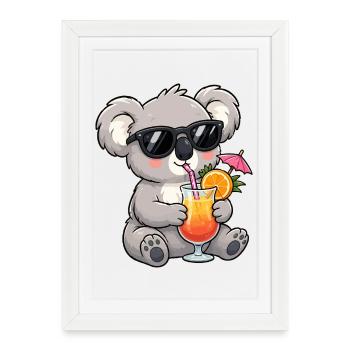 Koala cocktail on the beach - Framed poster (27 × 37 cm) - white - Front