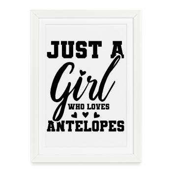 Juste une fille qui aime les antilopes - Affiche encadrée (27 × 37 cm) - blanc - Devant