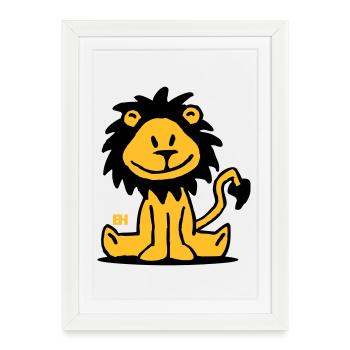 Lion - Affiche encadrée (27 × 37 cm) - blanc - Devant