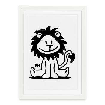 Lion - Framed poster (27 × 37 cm) - white - Front