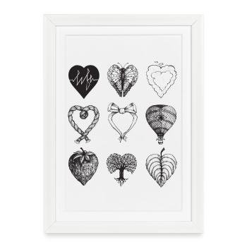 Heart shaped drawings (Black) - Framed poster (27 × 37 cm) - white - Front