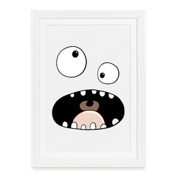 Visage de monstre drôle de bande dessinée - Affiche encadrée (27 × 37 cm) - blanc - Devant