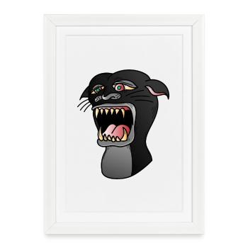 Tattoo Panter Head Body Art T-Shirt & Gift - Framed poster (27 × 37 cm) - white - Front