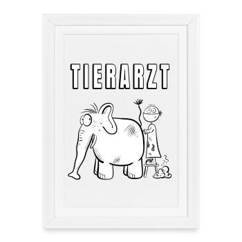 Drôle vétérinaire I médecine vétérinaire I Vetmed Gift - Affiche encadrée (27 × 37 cm) - blanc - Devant