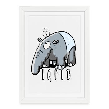Cool Tapir I Comic I Animal Motif I Animals Gift - Framed poster (27 × 37 cm) - white - Front