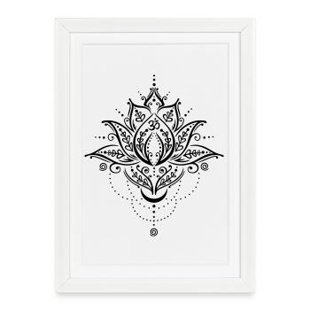 Lotus lotus flower moon om symbol yoga - Framed poster (27 × 37 cm) - white - Front