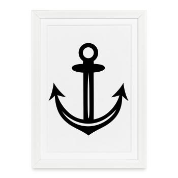 Anker Ahoi Kapitän Segeln - Affiche encadrée (27 × 37 cm) - blanc - Devant