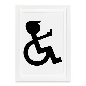 Un passager en fauteuil roulant fait un doigt d’honneur # - Affiche encadrée (27 × 37 cm) - blanc - Devant