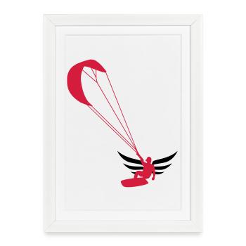 Kiteboarding / Kitesurfing / Kitesurf / - Affiche encadrée (27 × 37 cm) - blanc - Devant