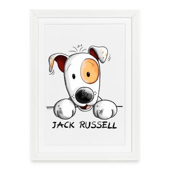Funny Jack Russell Comic - Affiche encadrée (27 × 37 cm) - blanc - Devant