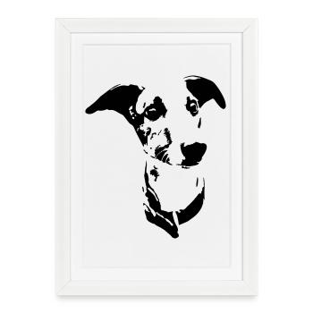 Tête de whippet - Affiche encadrée (27 × 37 cm) - blanc - Devant