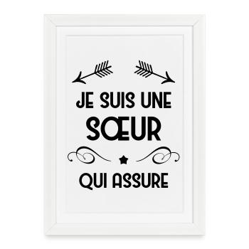 Soeur Soeurette Frère Naissance Bébé Sœur - Affiche encadrée (27 × 37 cm) - blanc - Devant