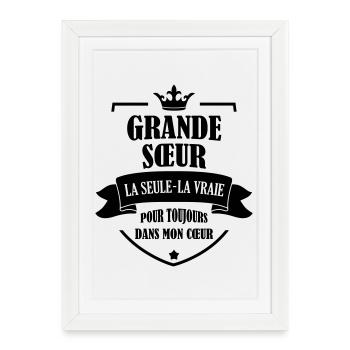 Soeur Soeurette Frère Naissance Bébé Sœur - Affiche encadrée (27 × 37 cm) - blanc - Devant