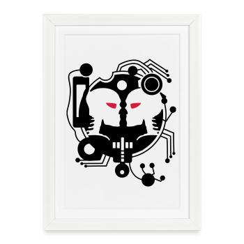 Circuit Cyber Love avec deux cyborgs - Affiche encadrée (27 × 37 cm) - blanc - Devant