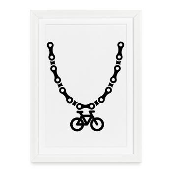Mountain bike MTB Collier chaîne de bicyclette ATB - Affiche encadrée (27 × 37 cm) - blanc - Devant