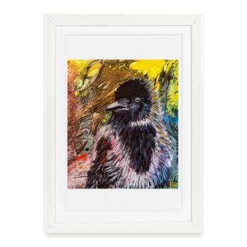 corbeau - Affiche encadrée (27 × 37 cm) - blanc - Devant