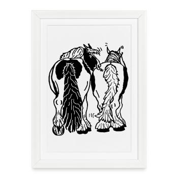 Funny tinker from behind, riding horses - Framed poster (27 × 37 cm) - white - Front