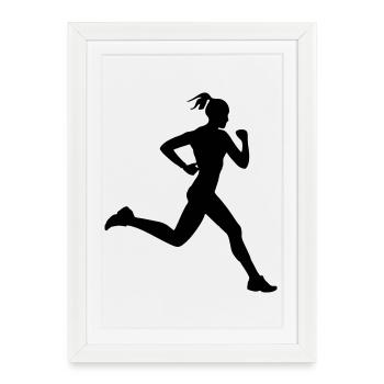 Coureuse ou femme qui court - Affiche encadrée (27 × 37 cm) - blanc - Devant