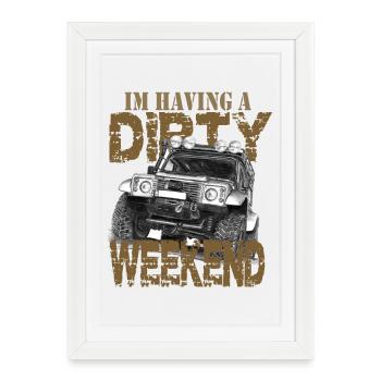 Défenseur cadeau père papa sale week-end - Affiche encadrée (27 × 37 cm) - blanc - Devant