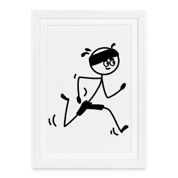 Coureur jeune ou homme avec bandeau - Affiche encadrée (27 × 37 cm) - blanc - Devant