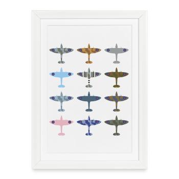 Spitfire fighter plane / camouflage pattern - Framed poster (27 × 37 cm) - white - Front