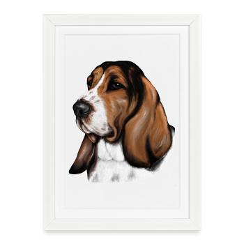 Basset Portrait - Framed poster (27 × 37 cm) - white - Front