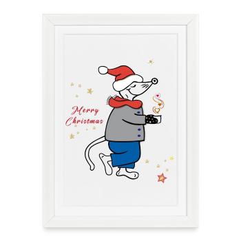 Joyeux Noël, Avent - Affiche encadrée (27 × 37 cm) - blanc - Devant