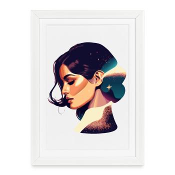 Illustration de femme de rêve cosmique - Affiche encadrée (27 × 37 cm) - blanc - Devant