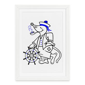 Marin, maritime - Affiche encadrée (27 × 37 cm) - blanc - Devant