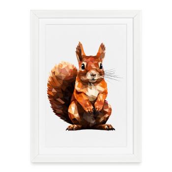 Écureuil de style polygonal - Affiche encadrée (27 × 37 cm) - blanc - Devant