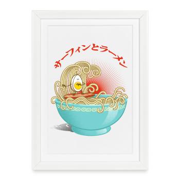 Surf et ramens - Affiche encadrée (27 × 37 cm) - blanc - Devant