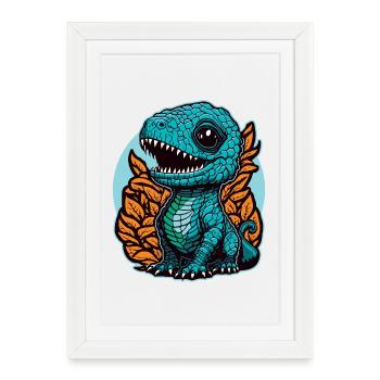 Cute little dinosaur - Framed poster (27 × 37 cm) - white - Front