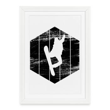 Snowboarder sketch - Framed poster (27 × 37 cm) - white - Front