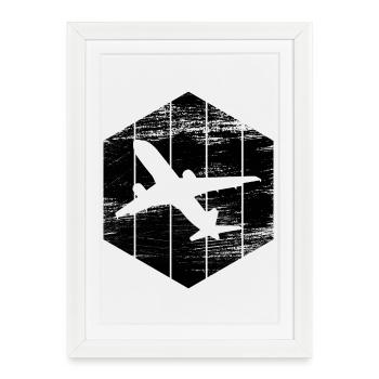 Croquis d’avion à réaction - Affiche encadrée (27 × 37 cm) - blanc - Devant