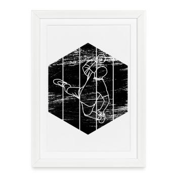 Drôle de joueur de handball - Affiche encadrée (27 × 37 cm) - blanc - Devant