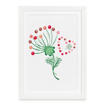 Fleur avec coeur et trèfle - Affiche encadrée (27 × 37 cm) - blanc - Devant