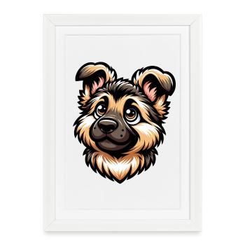 German Shepherd Cute Dog Puppy Design - Framed poster (27 × 37 cm) - white - Front
