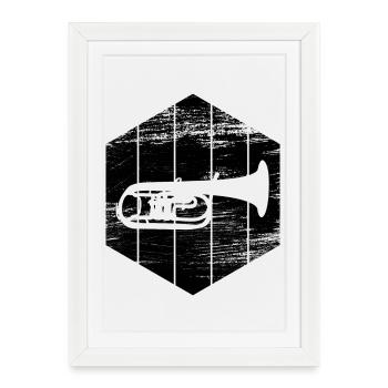Trompette - Affiche encadrée (27 × 37 cm) - blanc - Devant