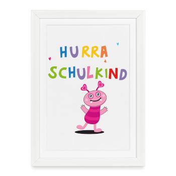 Hourra écolier - Affiche encadrée (27 × 37 cm) - blanc - Devant