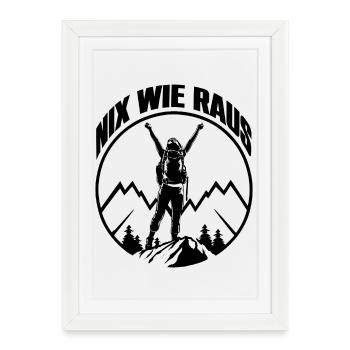 Sortons - dans la nature - jusqu’à la montagne - Affiche encadrée (27 × 37 cm) - blanc - Devant