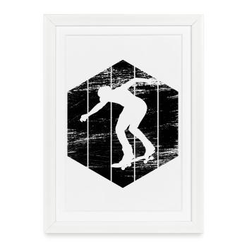 Skater Drawing - Framed poster (27 × 37 cm) - white - Front