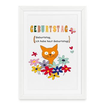 Geburtstag, Happy Birthday - Framed poster (27 × 37 cm) - white - Front