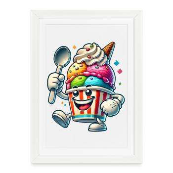 cheerful cartoon ice cream motif for summer fun - Framed poster (27 × 37 cm) - white - Front