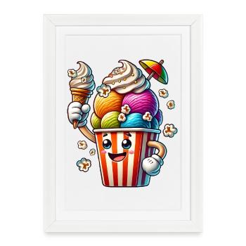cheerful cartoon ice cream motif for summer fun - Framed poster (27 × 37 cm) - white - Front