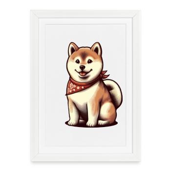Shiba inu - Affiche encadrée (27 × 37 cm) - blanc - Devant