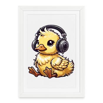 Cute Chick Headphone Motif - Framed poster (27 × 37 cm) - white - Front